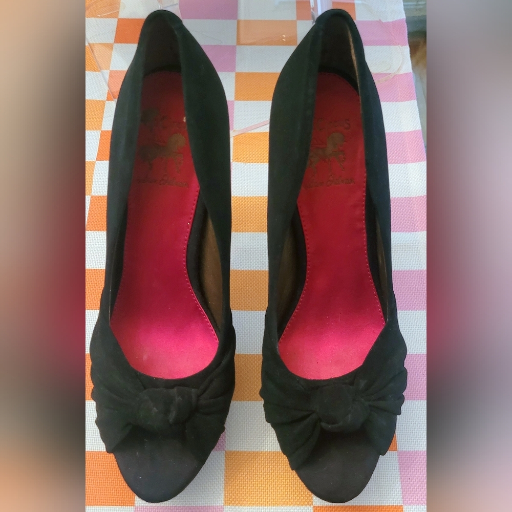 Sam Edelman Circus Black Suede Platform Heels